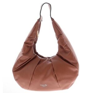 Vegan Leather Giselle Paris Slouchy Hobo Caramel Brown Handbag Shoulder Purse